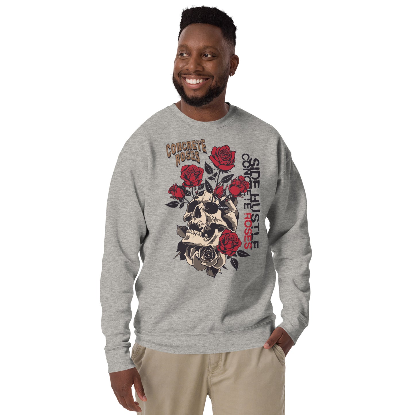 Unisex Premium Sweatshirt Skull Concrete Roses