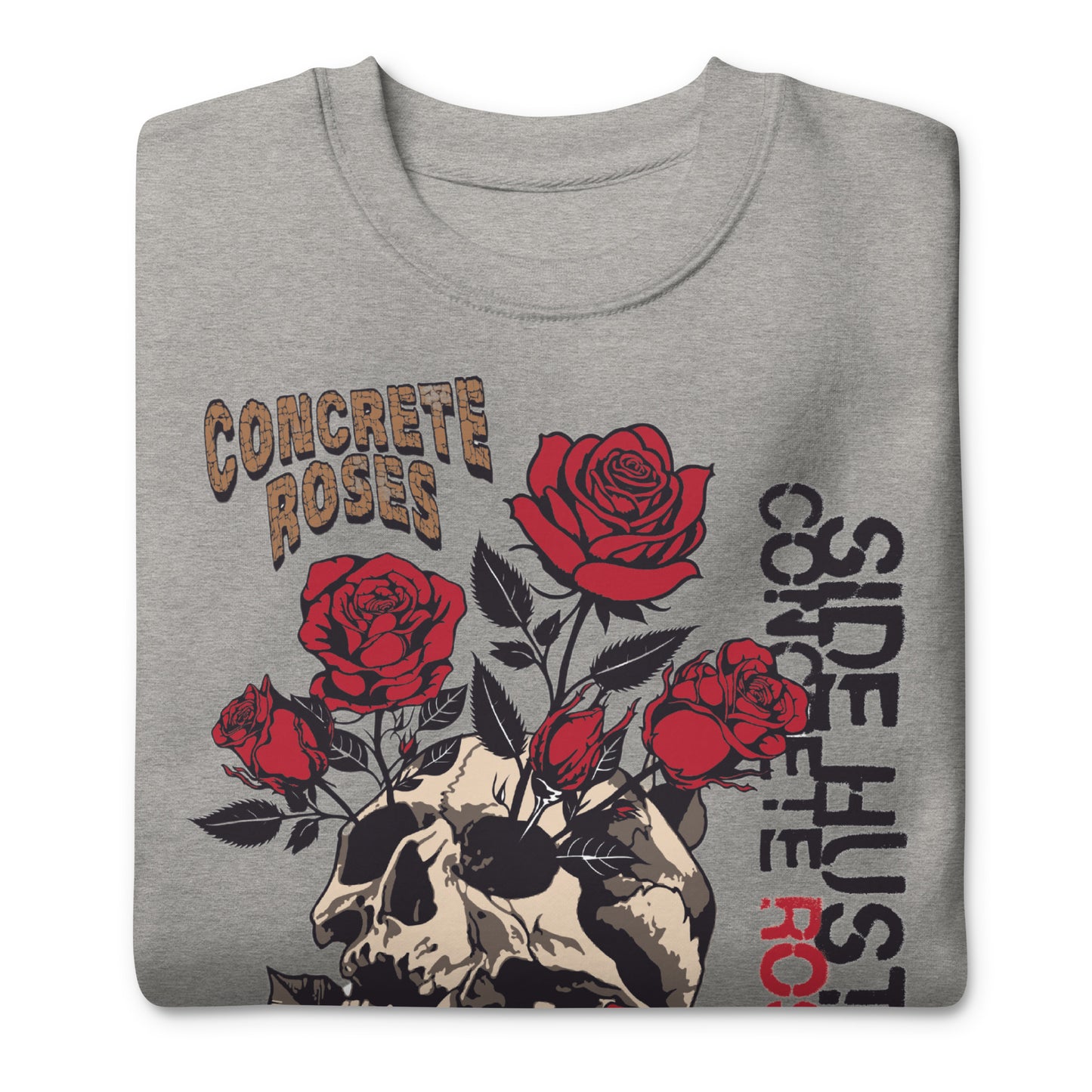 Unisex Premium Sweatshirt Skull Concrete Roses