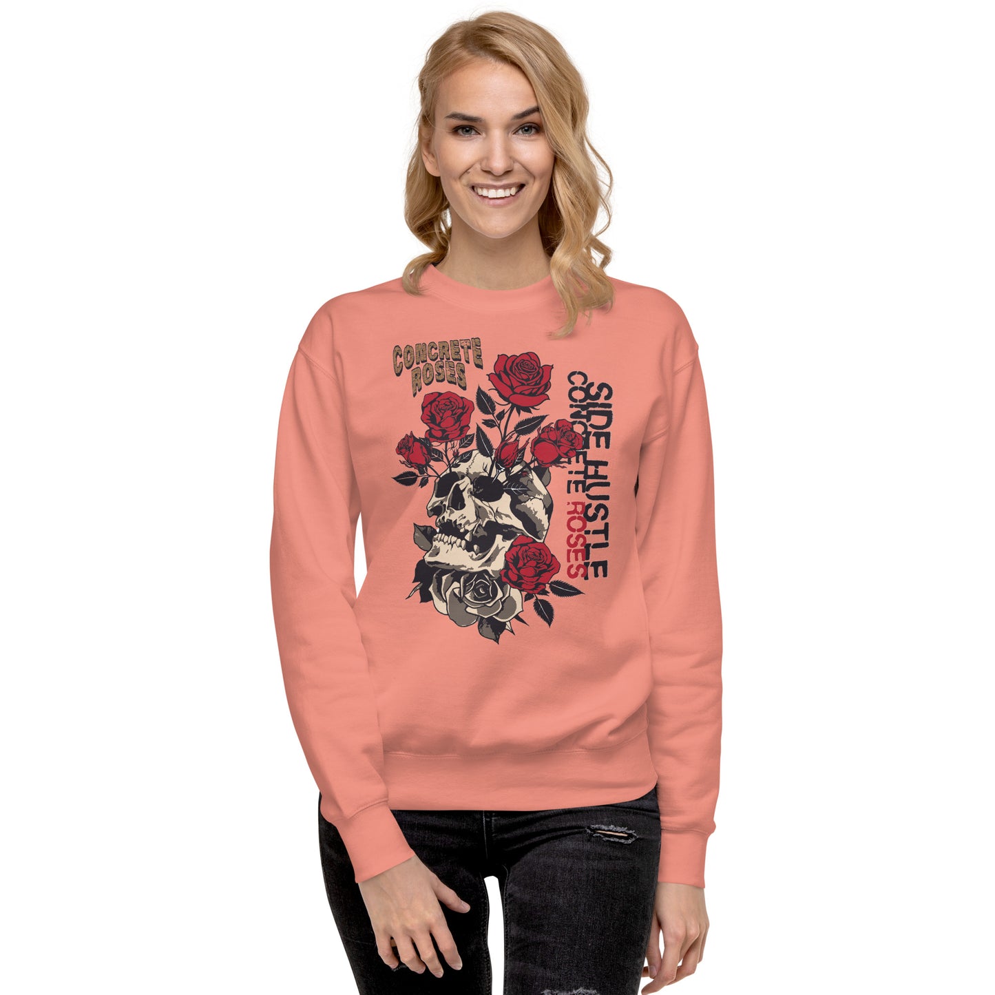 Unisex Premium Sweatshirt Skull Concrete Roses