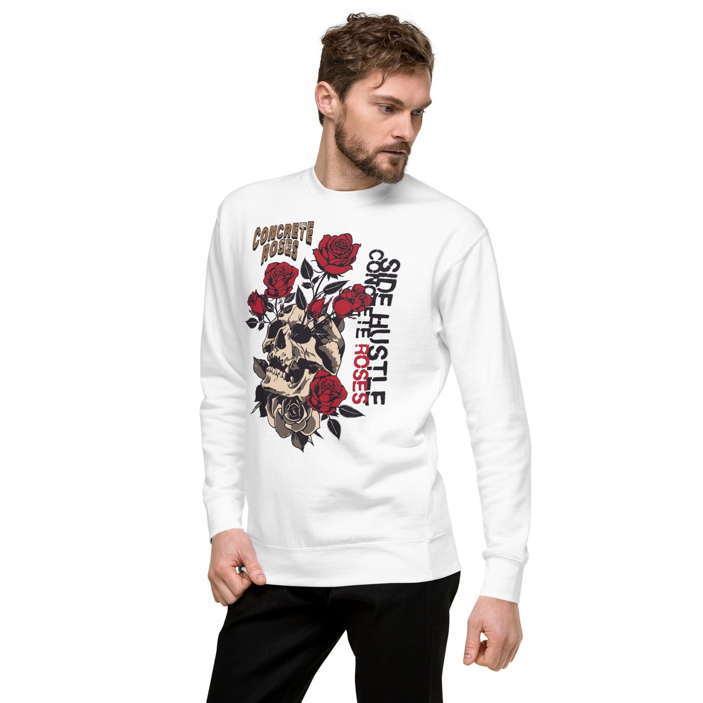 Unisex Premium Sweatshirt Skull Concrete Roses