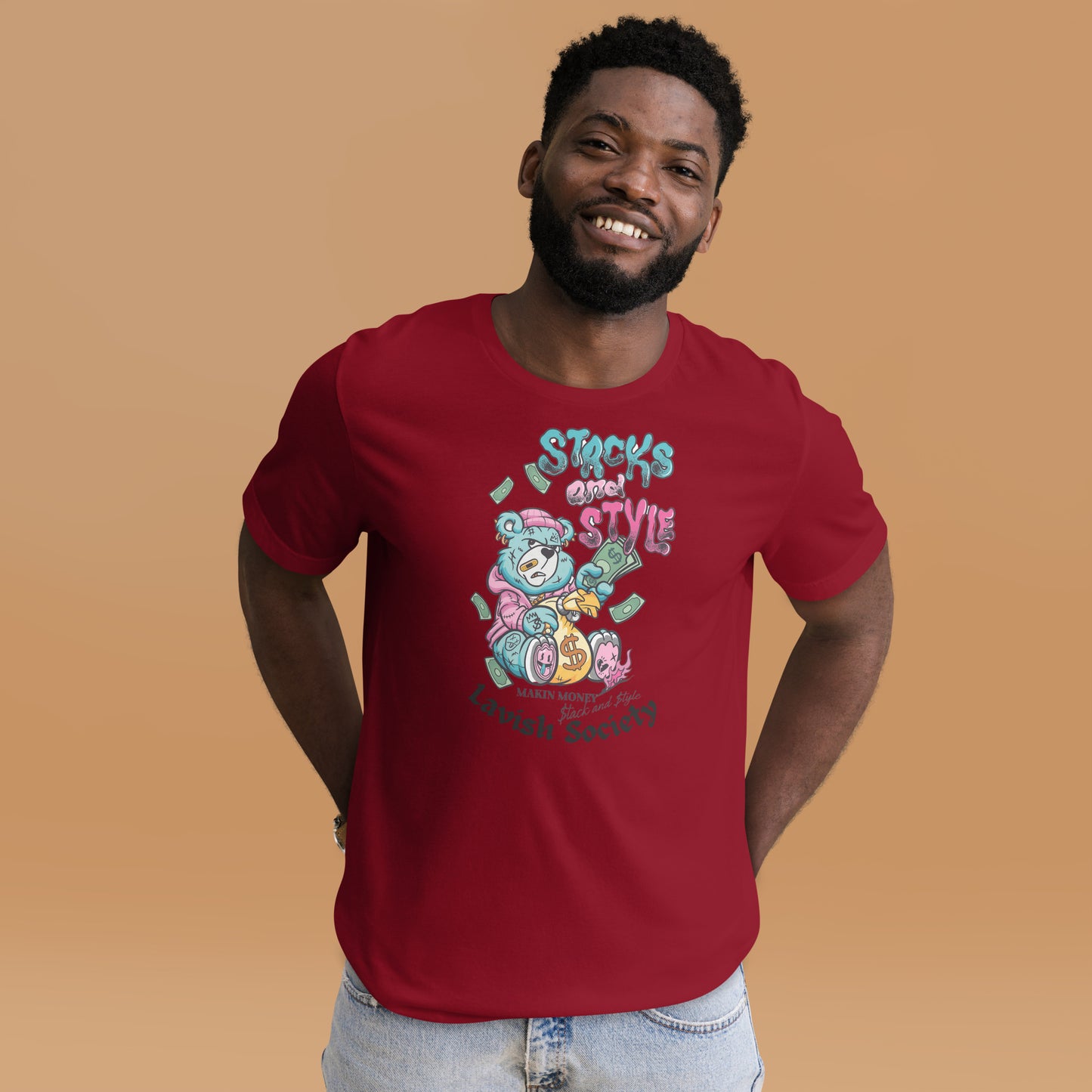 Lavish Society Unisex t-shirt Makin Money Bear