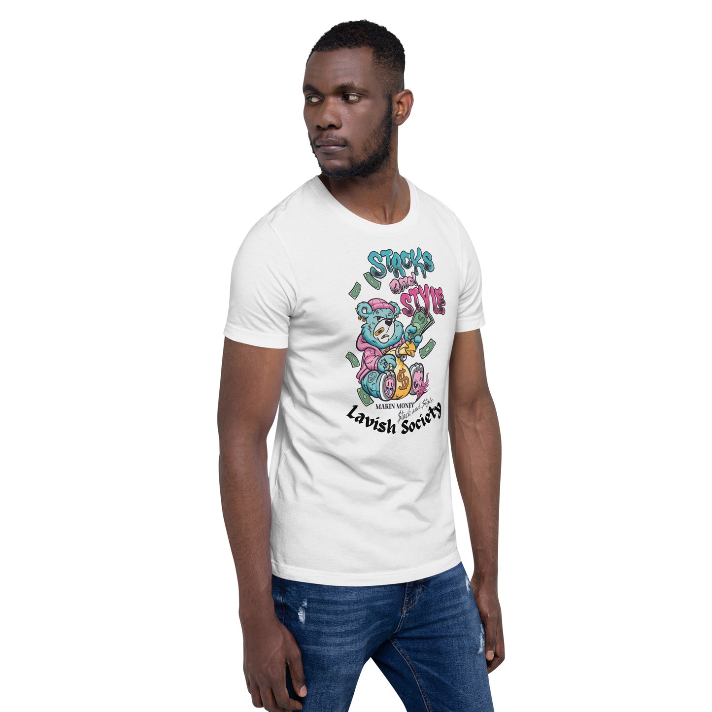 Lavish Society Unisex t-shirt Makin Money Bear